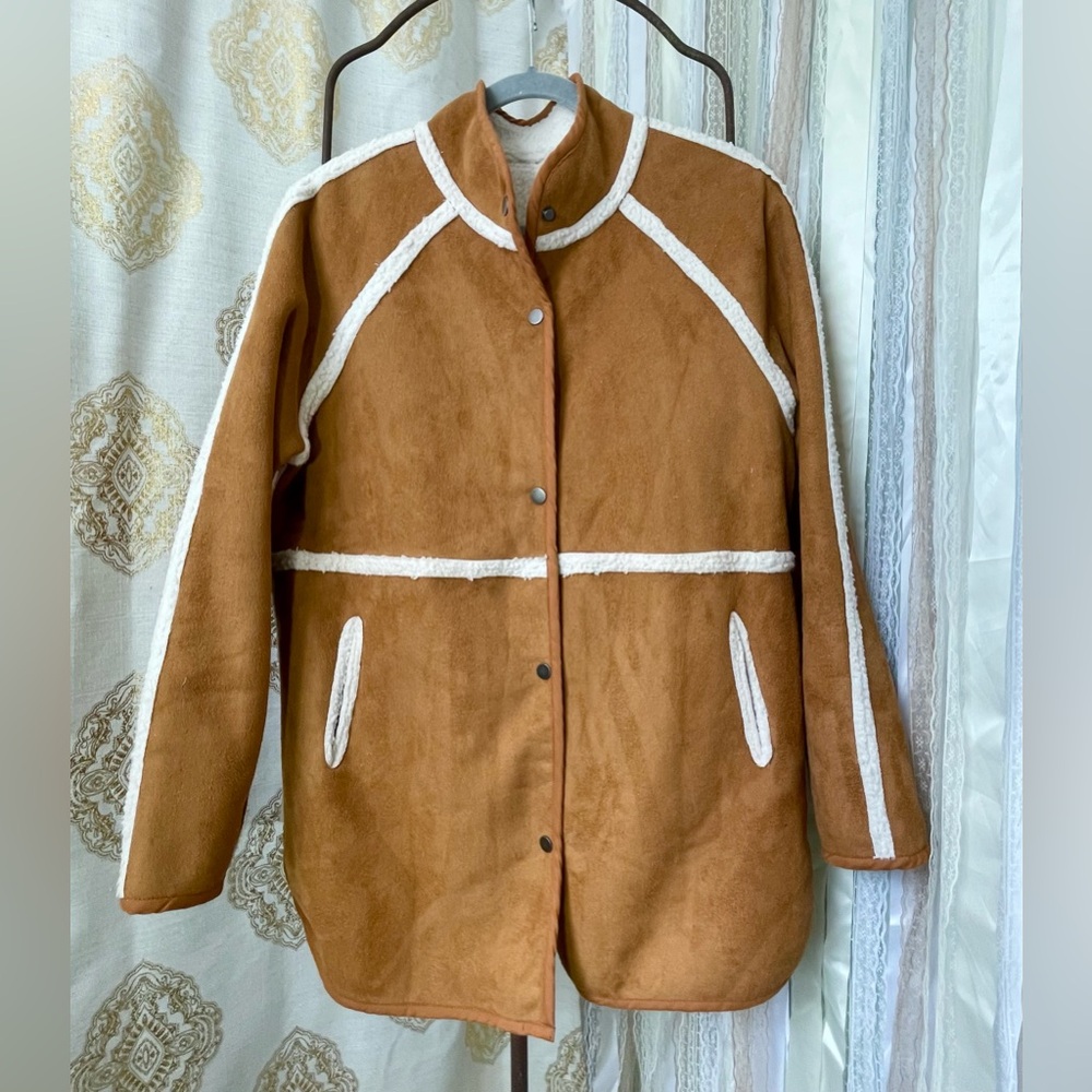 Faux Suede and Sherpa Reversible Coat